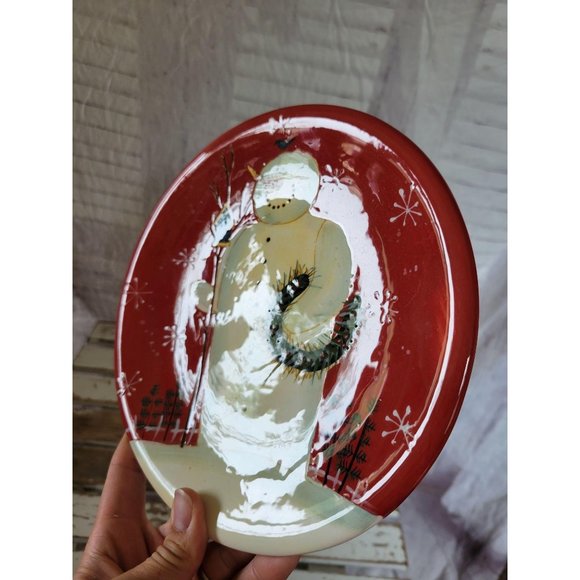 Baxter snowman plate Xmas‎ dinner salad red certifi - Picture 2 of 4